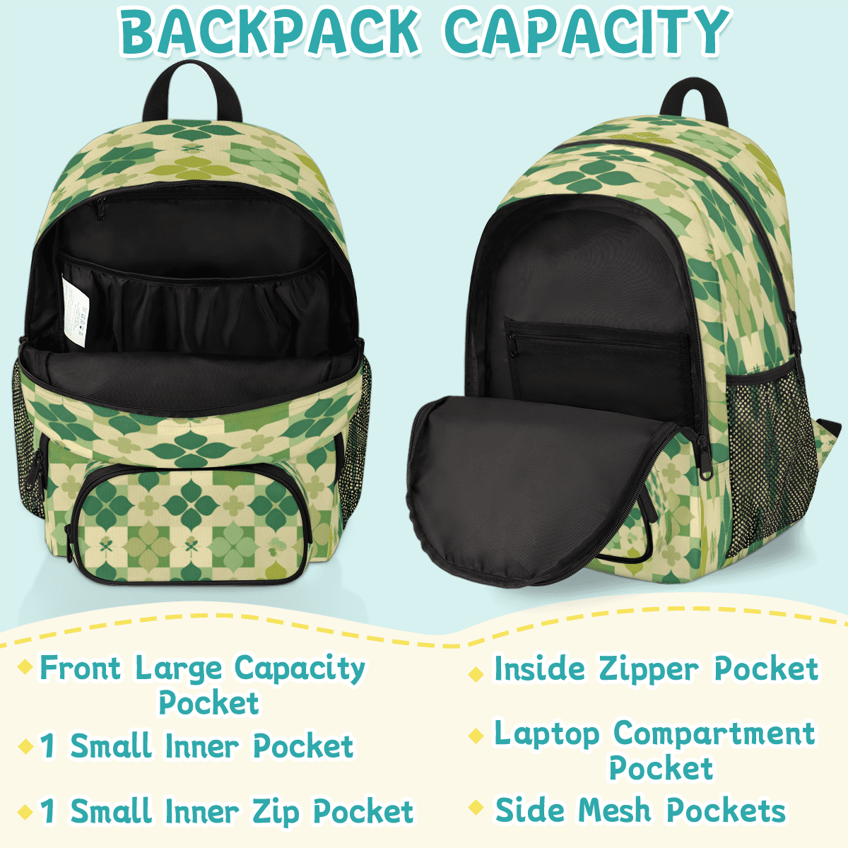 Herdesigns St Patricks Day Clover Shamrock Laptop Backpack for Women Men, Work Computer Backpacks, 18.3 Inch Large Computer Nurse Teacher Bags Travel Casual Daypack