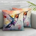 thumbnail image 3 of Creowell Hummingbird Watercolor Painting Square Pillows Cover Case for Cushions Sofa Bed Outdoor Decoration, Zipper Closure, Throw Pillow Cover 1PC 20x20in, 3 of 5