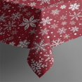 thumbnail image 3 of Red Christmas Snowflake Pattern Rectangle Tablecloth 60"x84",Waterproof Polyester Rectangle Table Cloth, Wipeable Spillproof Polyester Tablecloth for Dining, Camping, Indoor and Outdoor, 3 of 5