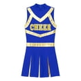thumbnail image 5 of inhzoy Women's Cheerleading Uniforms Metallic Cheer Leader Pleated Leotard Dress Royal Blue S, 5 of 7