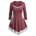 thumbnail image 1 of Camiseta de Brezo con Cordón Combinado en Talla Extra Rosegal  Mangas largas de talla grande, 1 of 5