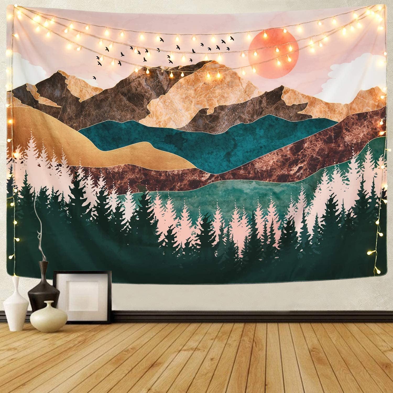 Mountain Forest Tapestry Sunset Tapestry Nature Landscape Tapestry Wall Hanging 