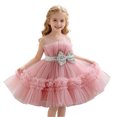 thumbnail image 2 of CIAKGIAF Girls for Dresses Crew Neck Mesh Fluffy Princess Pleated Bow Sleeveless Dresses Hot Pink for 3-4Years, 2 of 7