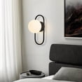 thumbnail image 4 of 2-Pack Vintage Black Wall Sconces Set of Two Globe Wall Lamp with Milky Glass Shades Modern Wall Light Fixtures for Living Room, Bedroom, Stairs, Hallway, 4 of 8