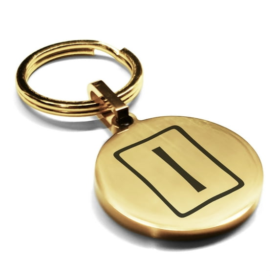 Stainless Steel Elder Futhark Isa Rune Round Medallion Keychain Circle Ring