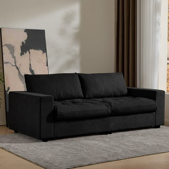 Me'on 87" Modern Sofa with Hidden Storage Space for Living Room, Upholstered 3-Seater Large Couch with Extra Deep Seat for Apartment