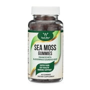 Sea Moss Gummies for Adults Max Strength 3,000mg (60 Irish Sea Moss Gel Gummies Enhanced with Bladderwrack and Burdock Root) Superfood Gummies for Immune Support by Double Wood Supplements