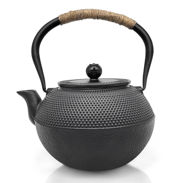 COWALKERS Tetera Grande de Hierro Fundido Con Infusor, Japonesa Tetsubin Para Té de Hoja Suelta y Bolsas, Negro (1200ml/41oz)