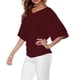 thumbnail image 1 of MKLEKYY Playeras Mujer Casual Camiseta Holgada Con Cuello En V Y Mangas Murciélago Para Mujer, Talla Grande, Dobladillo Doblado, Lisa, Talla Grande Talla XXXXL, 1 of 3