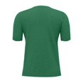 thumbnail image 5 of WTOBBY Women's Sweater T-Shirt Short Sleeve Knitted Pullover V-Neck Lightweight Casual Solid Color Top Elegant for Spring and Summer Comfort Breathable Fabric Everyday Style,Green L, 5 of 5