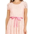 thumbnail image 5 of Women's Floral Lace Short Sleeve A-Line Formal Party Midi Dress, 5 of 6