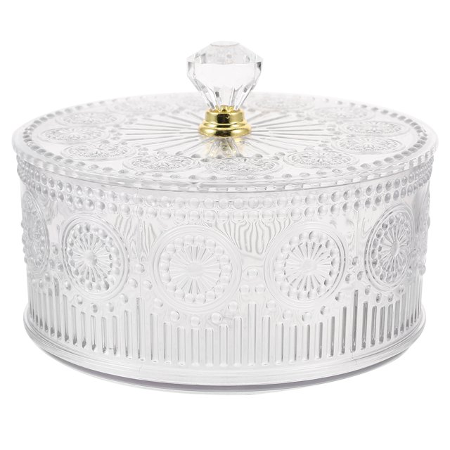 Exquisita caja de almacenamiento de joyas con relieve, caja multifuncional para dulces, contenedor de maquillaje transparente