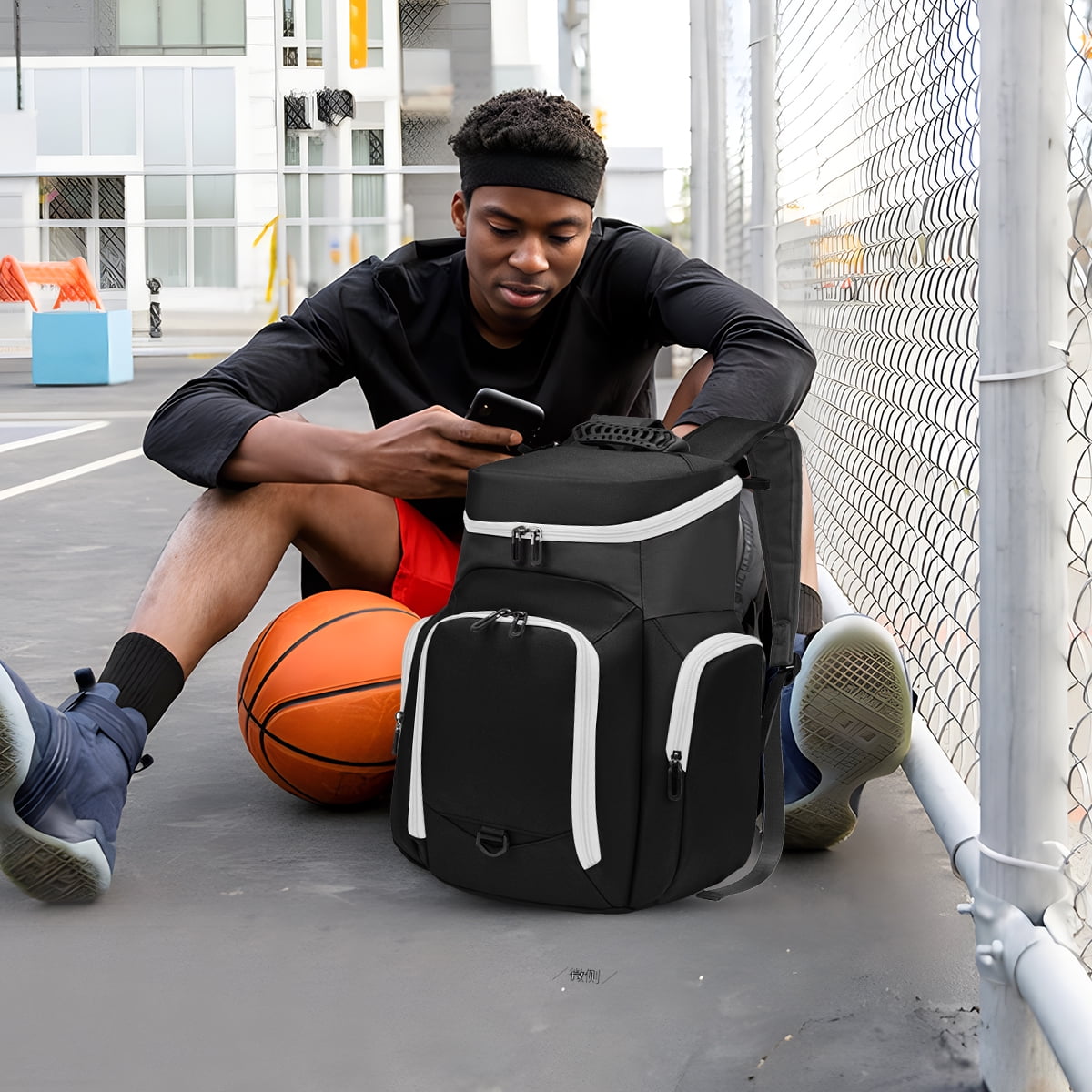 Sports Bag for Basketball, Soccer & More Basketball Backpack with Ball Holder & Shoes Compartment