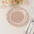 thumbnail image 6 of Efavormart 25 Pack Natural Burlap Print Dinner Paper Plates With White Floral Lace Rim, Rustic Farmhouse Style Round Disposable Party Plates 9", 6 of 10