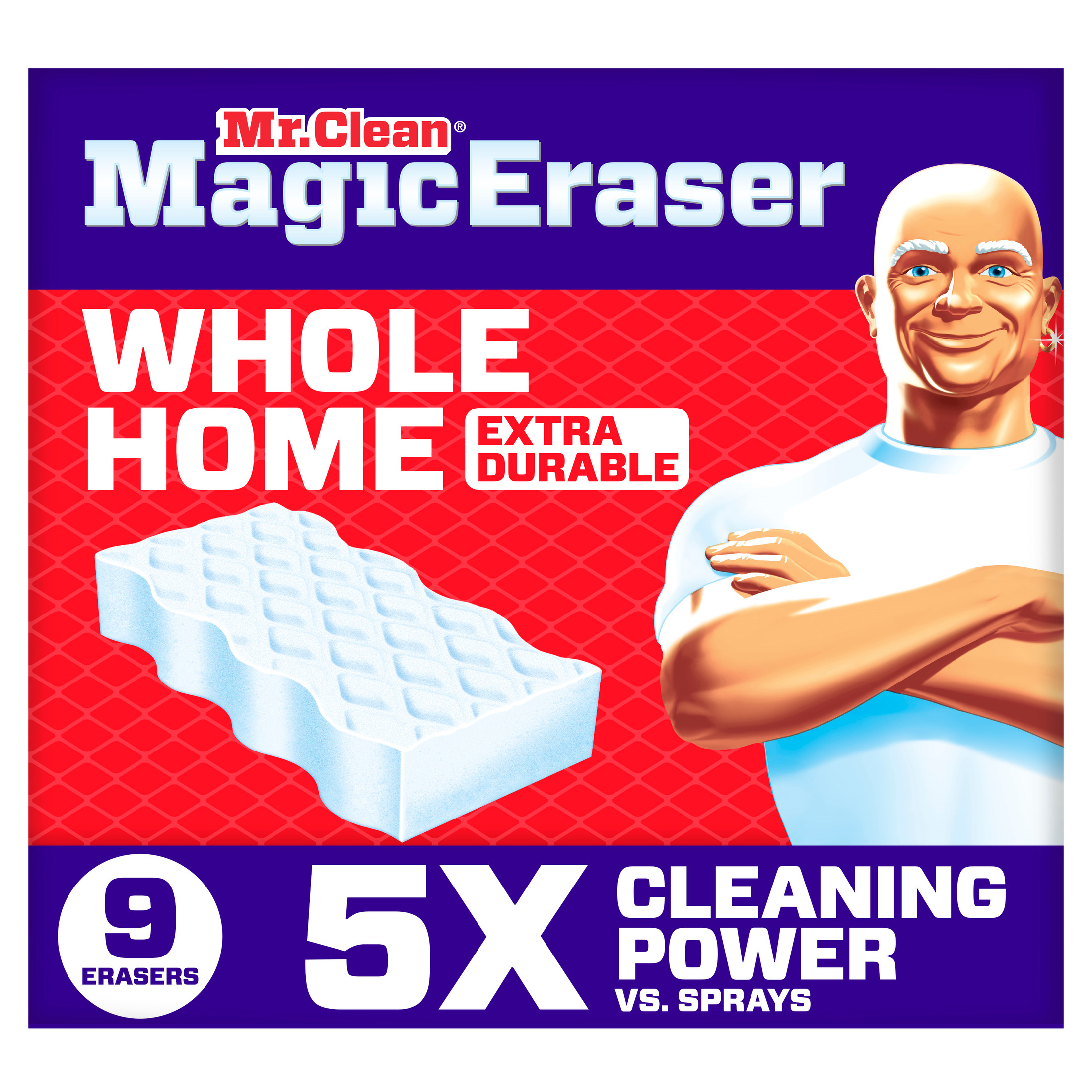Mr. Clean Magic Eraser Sponge, Cleaner, Whole Home Extra Durable, 9ct