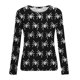 thumbnail image 5 of Camiseta de moda Sexy informal de Halloween para mujer, camiseta estampada de manga larga con cuello redondo y fruncido, blusa, Tops Pompotops FGAJ8157, 5 of 5