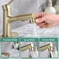 thumbnail image 2 of Bathroom Sink Faucet with Pull Out Sprayer, Single Handle Modern Bathroom Basin Faucet with Pop-up Sink Drain Stopper & Deck Plate 1 or 4-inch Centerset 3 Hole, Gold, 2 of 10