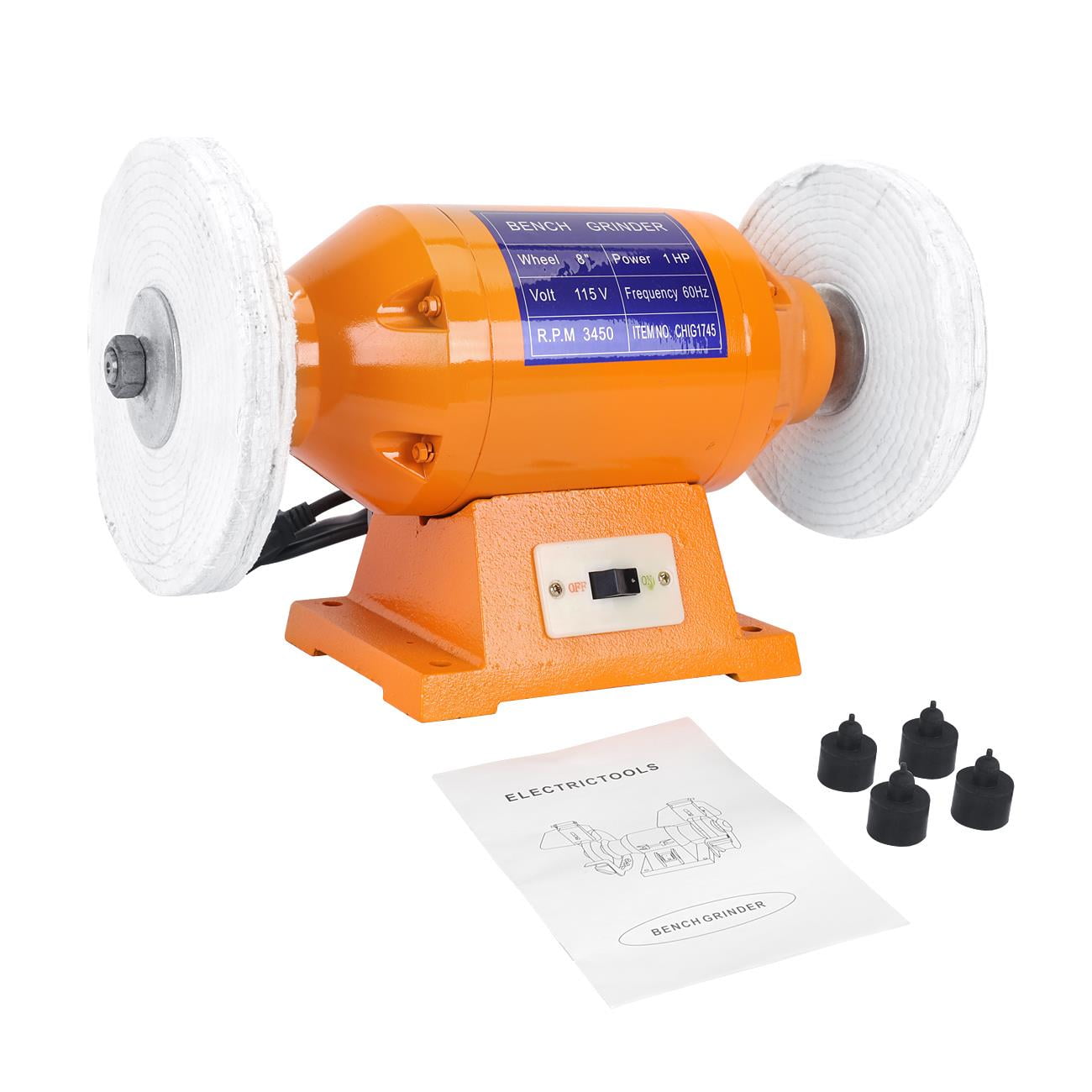 3450 RPM Long Shafts 8" Wheel Electric Table Benchtop Buffing Machine