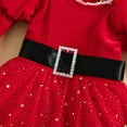 thumbnail image 4 of Tisuna Baby Girls Bodysuit Solid Color Puff Sleeves Crew Neck Roomper Cute Fashion Festive Holiday Girls Dresses With Headband Red Size 3-6 Months, 4 of 7