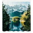 thumbnail image 3 of Ambesonne Winter Shower Curtain, Mountain Frozen Lake, 69"Wx75"L, Green White, 3 of 5