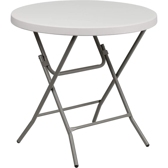 Kathryn Commercial Grade 2.63-Foot Round Granite White Plastic Folding Table