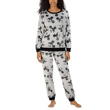 Disney Womens 2-Piece Fleece Jogger Lounge Set (Mickey Mouse, Large)