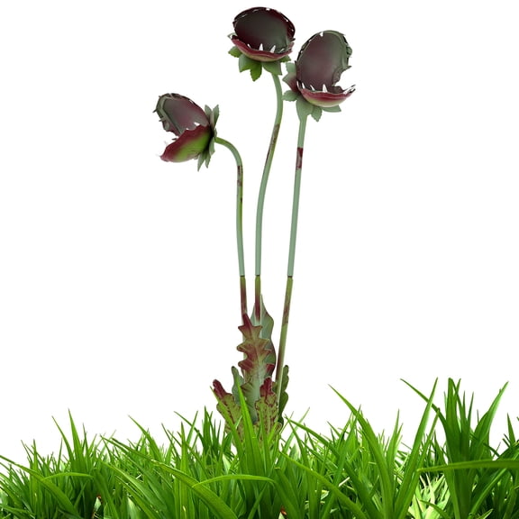Toorise Metal Carnivorous Plant Garden Stake Rust Resistant Weatherproof Whimsical Cannibal Flower Yard Art for Outdoor Patio Lawn and Garden
