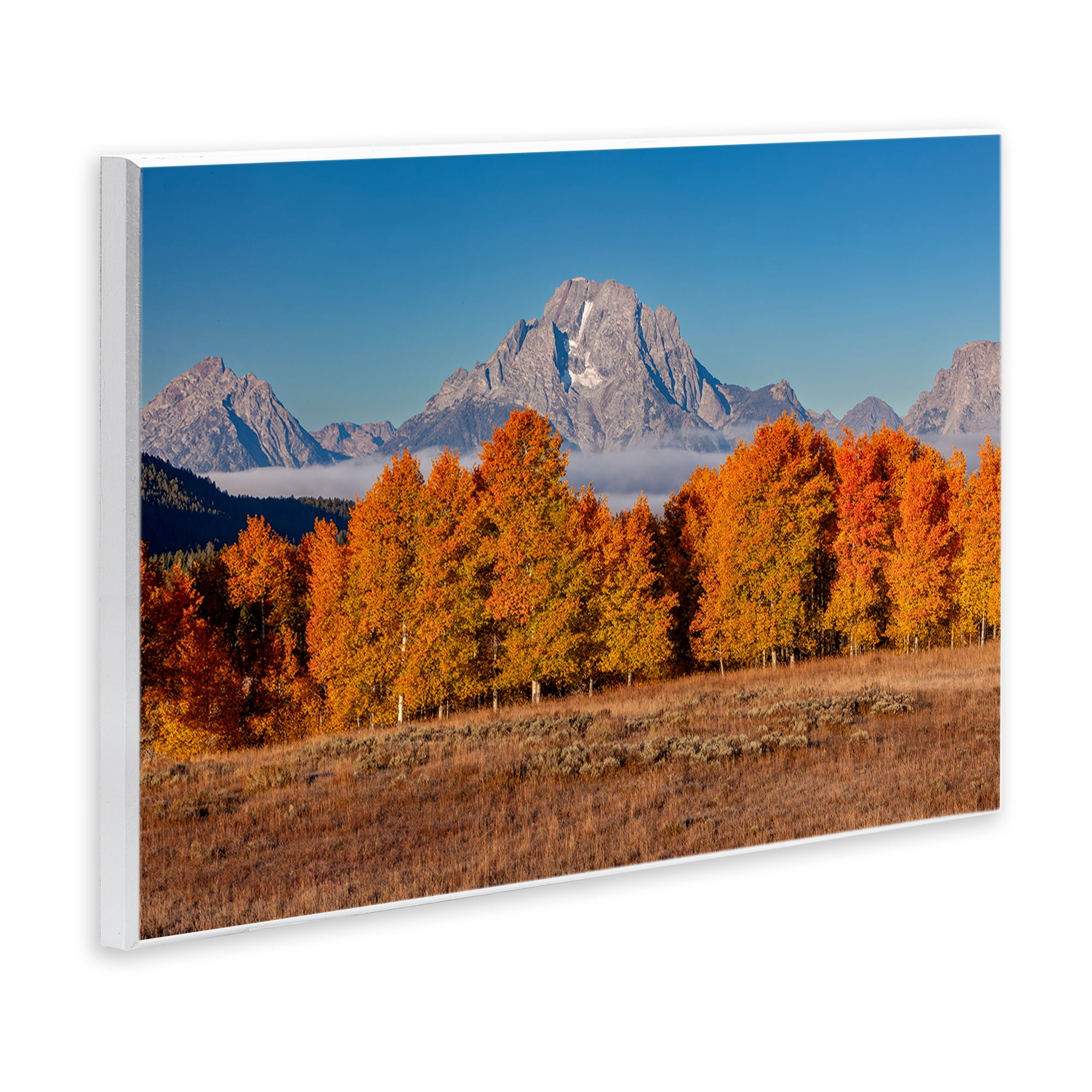 Autumn Tree Line With Mountain Wall Plaque Art, design by Shelley Carlisle