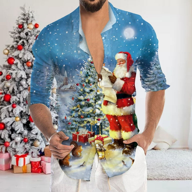 Mens big and tall christmas shirts sales