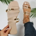 thumbnail image 6 of Mostsola Womens Sandals Square Open Toe Slides Slip on Flats Shoes Fashion Strap Summer Dress Shoes, 6 of 7