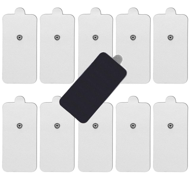 LiteTour - Paquete de 10 electrodos TENS grandes (conectores a presión de 3,5 mm), alta conductividad, reutilizables, para masajeador TENS y estimulación muscular