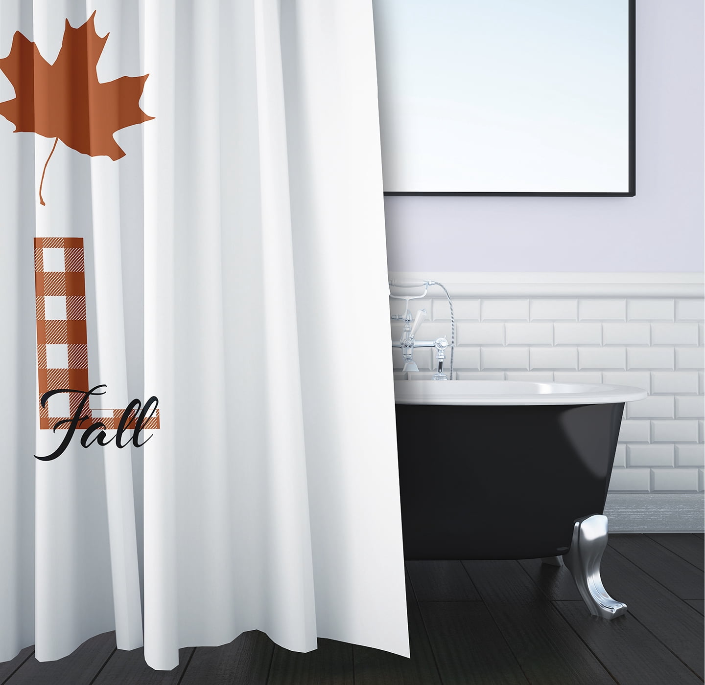 Simply Daisy 70" W x 73" L Sweet Fall Polyester Shower Curtain, Nutmeg [1 Ct]