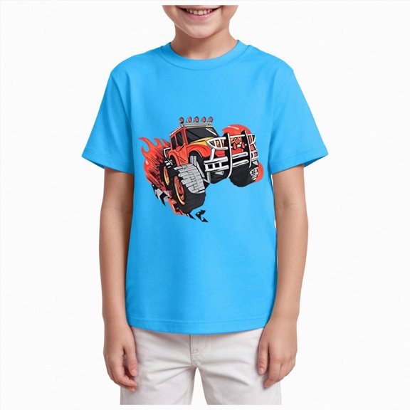 BOBOGOJP Car Shirts 2T 3T 4T Toddler Boy Clothes Graphic Tees Kids Summer Short Sleeve Cotton Tops 2-8T(Sky Blue,5-6 Years)