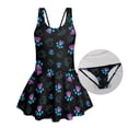 thumbnail image 5 of Xoenoiee Dog Paw Print Girls One Piece Swimdress Skirt Bathing Suit Sleeveless Swim Dress Hawaiian Beach Swimwear for Beach Pool, Size 5-6 Years, 5 of 7