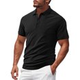 thumbnail image 2 of hoksml Men Big And Tall Polo Shirts Solid Color Collared Button Short Sleeve Summer Lightweight Breathable T Shirt Turndown Collar Blouse Sporty Top, 2 of 7