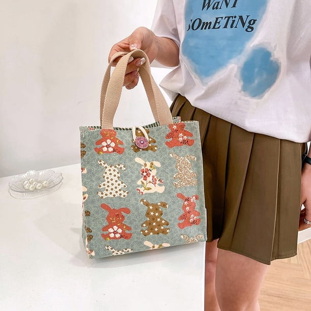 Bolsa de lona para lonchera, bolsa de gran capacidad para el almuerzo, bolsa para el almuerzo para trabajadores de oficina, bolsa para llevar arroz en la mano, linda momia con bolsa de arroz