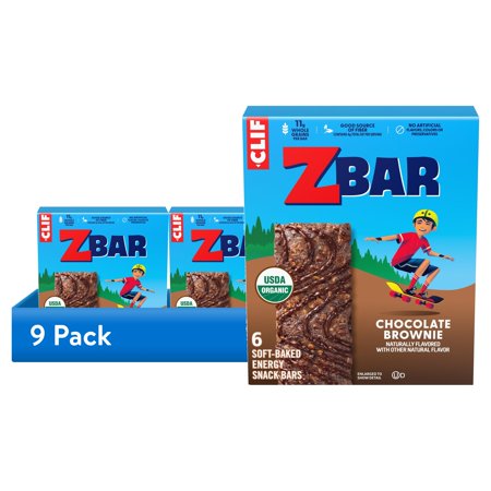 (9 pack) Zbar Chocolate Brownie Soft-Baked Energy Snack Bars, Organic Granola Bars, Snacks for Kids, 6 count
