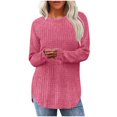 thumbnail image 1 of HKEJIAOI Chandails Roses pour Femmes Manches Longues Chemises Coupe Ample Tunique Hauts Automne Habillé Col Rond Pull S, 1 of 7