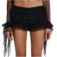 thumbnail image 1 of TIMIFIS Women's Ruffle Layered Lace Trim Shorts Solid Color Elastic Waist Sweet Multi Layer Cake Stacking Skirt Pants, 1 of 4