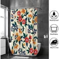 thumbnail image 4 of Coolnut Bath Shower Curtain Liners Small Yellow and Orange Flowers 72x72in Polyester Waterproof with 12 Curtain Hooks, 4 of 6