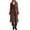 Coffee, variant on Lightweight Cardigan for Women Floral Lace Mesh Tie Front Long Sleeve Sheer Cardigans Ruffled Colla See Through Flowy Maxi Tops Dusters Black L