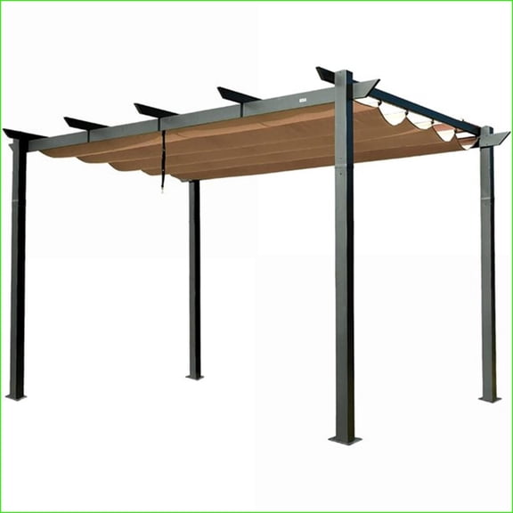 Retractable Outdoor Pergola | Weather-Resistant for Patio Backyard BBQ Party Garden 13ft x 9ft | Aluminum | Slate Gray