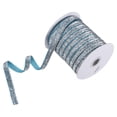 thumbnail image 1 of Cinta de terciopelo con brillos metálicos Uxcell, 3/8 pulgadas x 50 yardas para manualidades / cinta para envolver regalos y lazos [Azul Blanco], 1 of 5