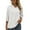 White, variant on WBQ Womens Chiffon Blouses 3/4 Sleeve Loose Tops Pompom Henley V Neck Pleated Button Down Tunic Tops Casual Office Work Shirts,Pink S-XXL
