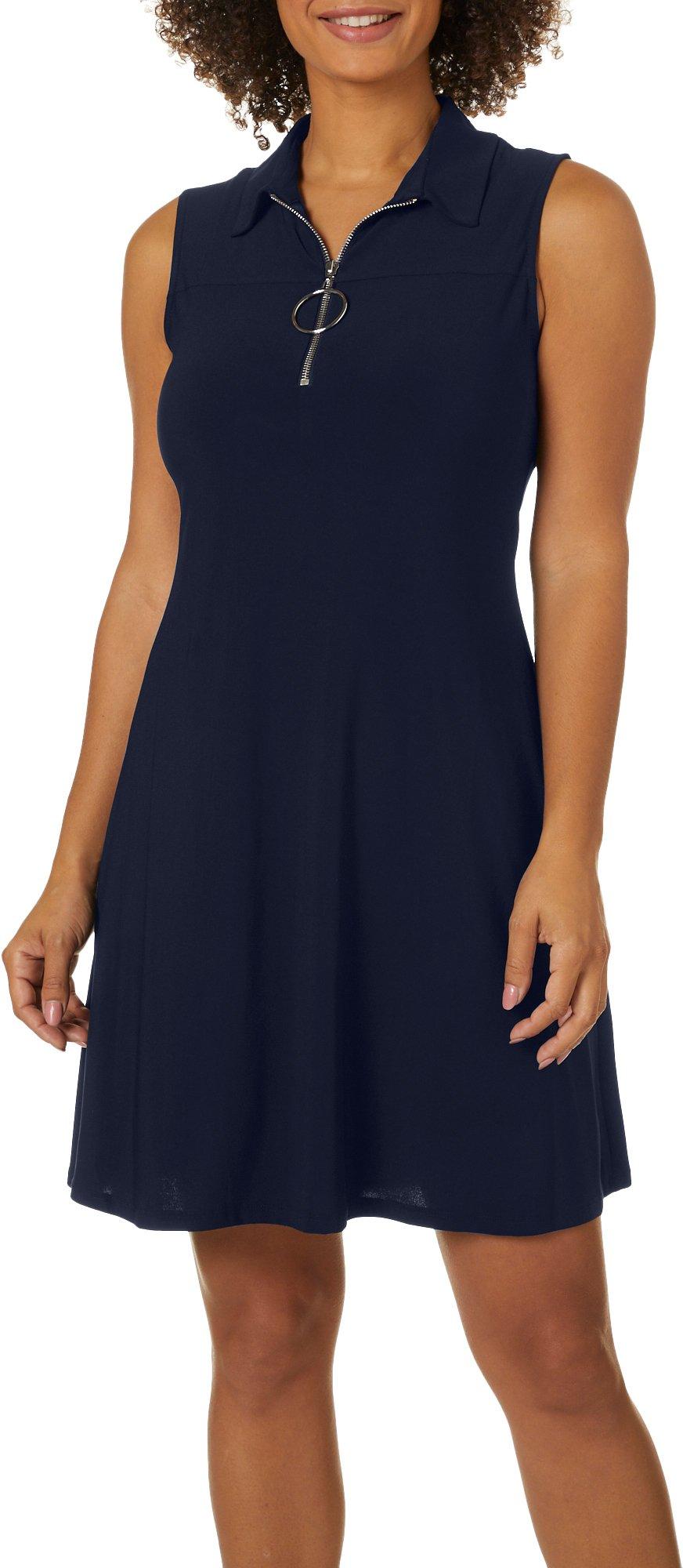 MSK Womens Solid Zip Neck Sleeveless 