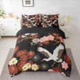 thumbnail image 2 of Homewish Red Pink Cherry Blossoms Bedding Comforter Set 7pcs, Tokyo Crane Animal Queen Bedding Sets, Japanese Style Reversible Queen Sheet Sets, Microfiber Bedroom Decor, 2 of 7