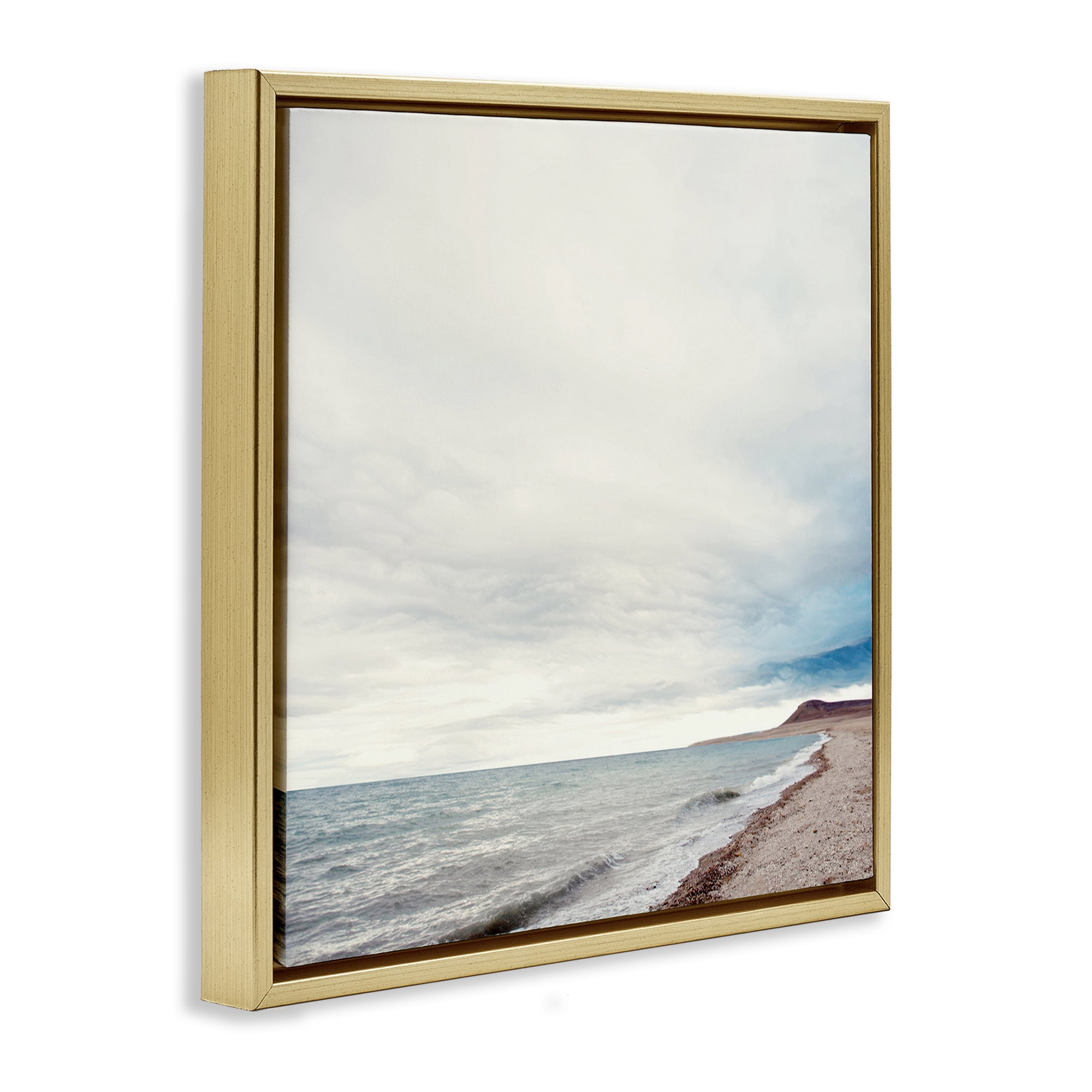 Stupell Industries Ocean At Sunrise Nautical & Beach Photography Gold Floater Framed Canvas Art Print Wall Art, 18 x 18