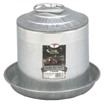 Double Fountain - Little Giant 2 Gallon Double Wall Metal Poultry Fountain