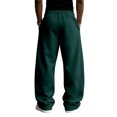 thumbnail image 4 of Mens Fall Winter Oversized Straight Leg Sweatpants, American Baggy Wide Leg Fleece‑Lined Elastic Waist Casual Sports Pants Green S, 4 of 5
