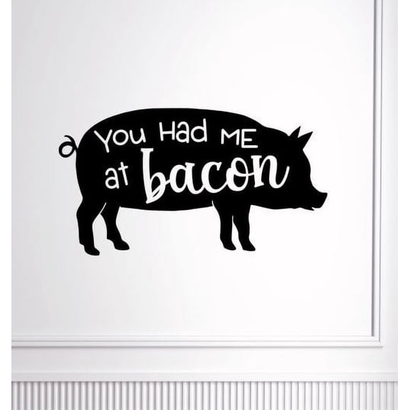 Farmhouse Décor You Had Me At Bacon Keto Art Letters Kitchen Wall Decals 23x13-Inch Black